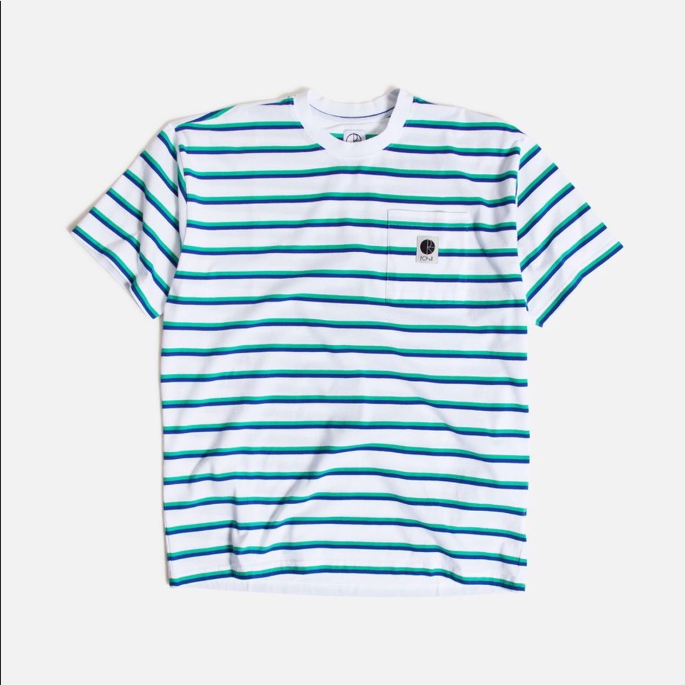 Polar Stripe Pocket T-Shirt - White/Green/Blue